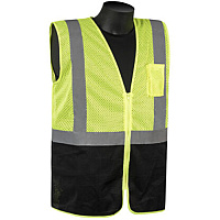 Class 2 Safety Vest Hi-vis Green Mesh W/black Bottom, Large - 1 Each (C16002QGB-L)