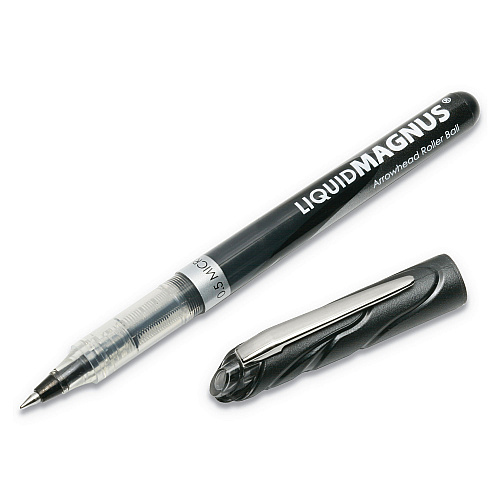 AbilityOne 7520014612660, SKILCRAFT Liquid Magnus Hybrid Gel Pen, Stick, Extra-Fine 0.5 mm, Black Ink, Clear/Black Barrel, Dozen