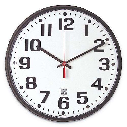 AbilityOne 6645015573148 SKILCRAFT Self-Set Wall Clock, 12.75" Overall Diameter, Black Case, 1 AA (sold separately)