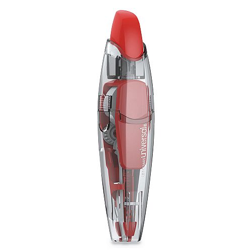 Universal Retractable Pen Style Correction Tape, Transparent Gray/Red Applicator, 0.2" x 236", 4/Pack (UNV75605)