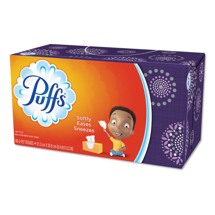 Puffs White Facial Tissue, 2-Ply, 180 Sheets/Box, 24 Boxes/Carton