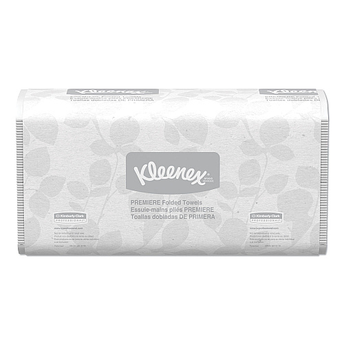 Kleenex Premiere Folded Towels, 1-Ply, 9.4 x 12,4, White, 120/Pack, 25 Packs/Carton (13254)