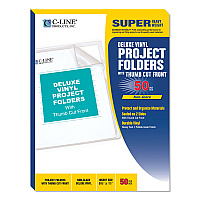 C-Line Deluxe Vinyl Project Folders, Letter Size, Clear, 50/Box (62138)