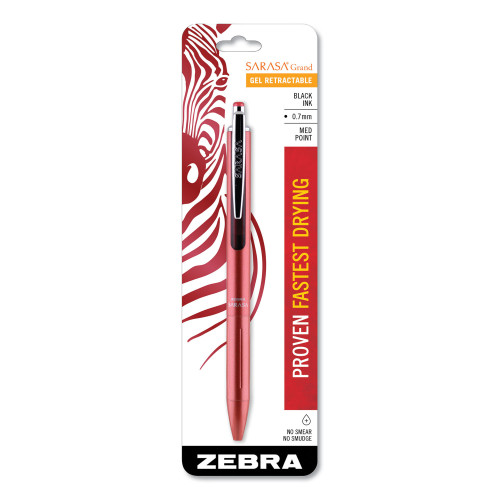 Zebra Blister-Carded Sarasa Grand Retractable Gel Pen, Medium 0.7mm, Black Ink, Rose Gold Barrel (45311)