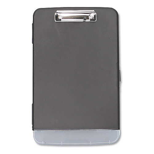 Universal Storage Clipboard with Pen Compartment, 0.5" Clip Capacity, Holds 8.5 x 11 Sheets, Black (UNV40319)