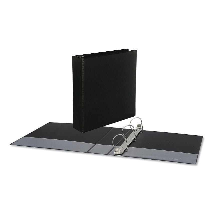 Universal Slant D-Ring View Binder, 3 Rings, 2" Capacity, 11 x 8.5, Black (UNV20745)