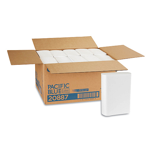 Pacific Blue&reg; Z-Fold Paper Towels, White, 2-Ply, 2200 Towels (20887)