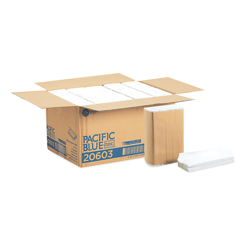 Pacific Blue&trade; Basic C-Fold Paper Towels, 1-Ply, White, 2400 Towels (20603)