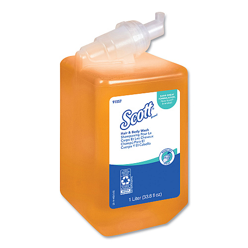 Scott Essential Hair and Body Wash, Citrus Floral Scent, 1 L, 6/Carton (91557)