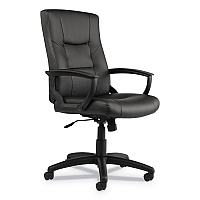 Alera YR Series Executive High-Back Swivel/Tilt Bonded Leather Chair, Supports 275 lb, 17.71" to 21.65" Seat Height, Black (ALEYR4119)