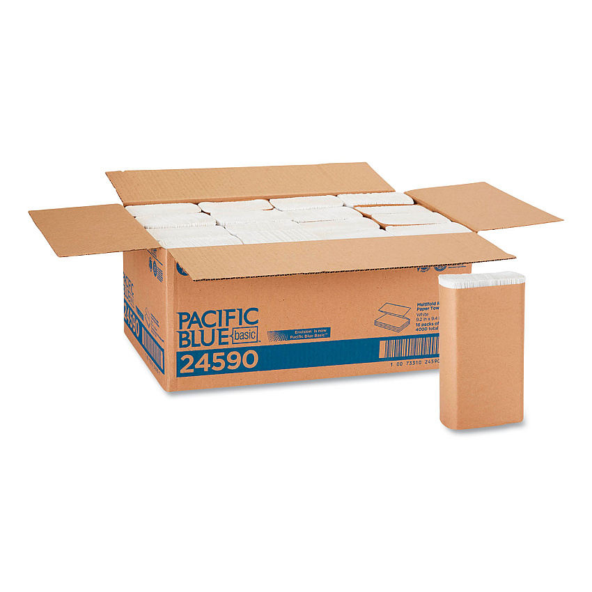 Pacific Blue&reg; Multifold Paper Towels, 1-Ply, White, 4000 Towels (24590)