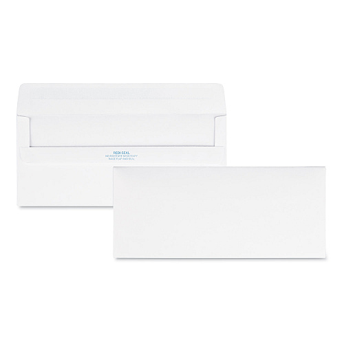 Quality Park Redi-Seal Envelope, #10, Commercial Flap, Redi-Seal Adhesive Closure, 4.13 x 9.5, White, 500/Box (11118)
