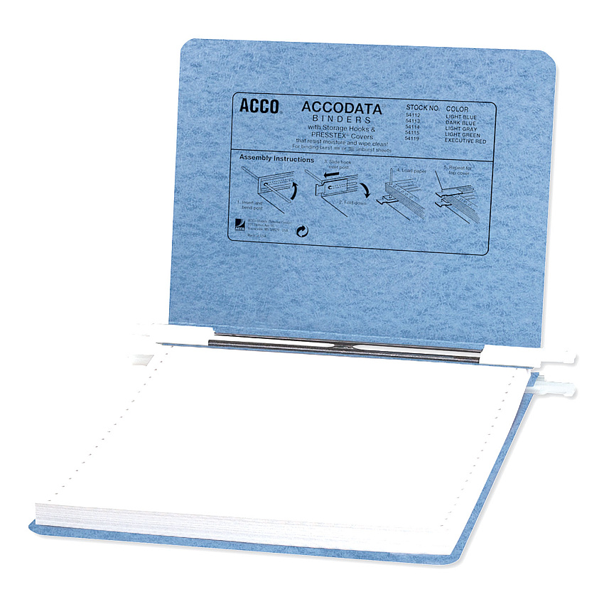Acco PRESSTEX Covers with Storage Hooks, 2 Posts, 6" Capacity, 9.5 x 11, Light Blue (54112)