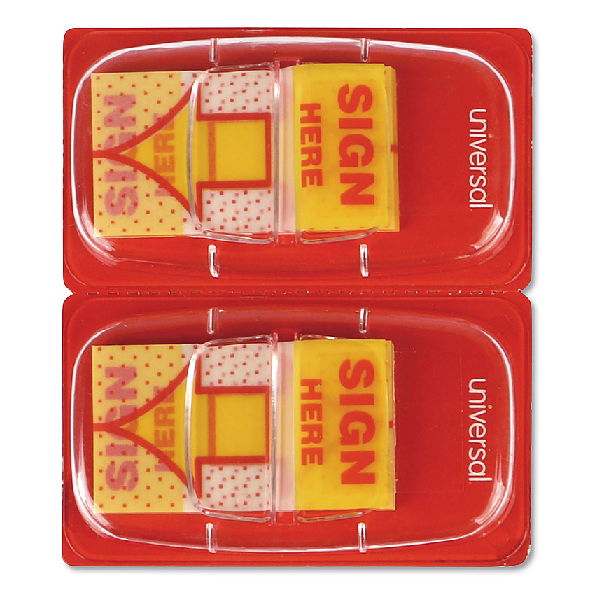 Universal Deluxe Message Arrow Flags, "Sign Here", Yellow, 500/Pack (UNV99007)