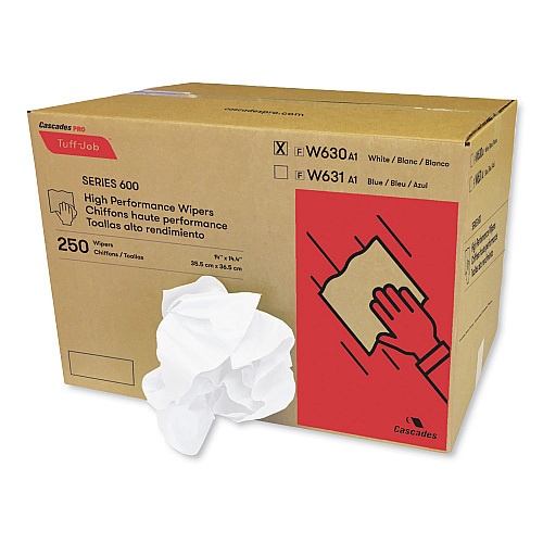 Cascades Tuff-Job Spunlace Towels, Crumple Pack, 14.38 x 14, White, 250/Carton (W630)