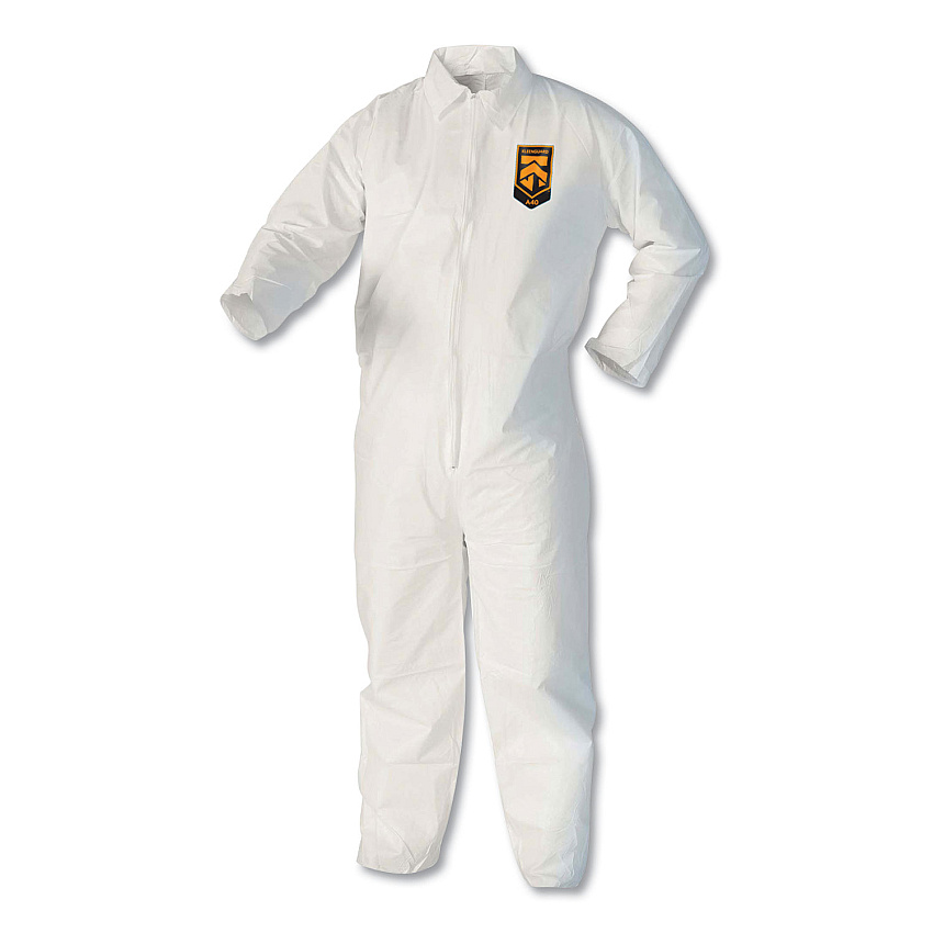 KleenGuard A40 Coveralls, Open Wrists and Ankles, White, Large, 25/Carton (44303)