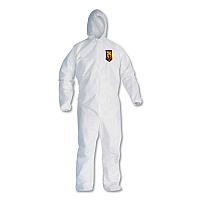 KleenGuard A20 Elastic Back, Cuff and Ankles Hooded Coveralls, 4X-Large, White, 20/Carton (49117)