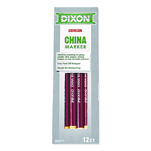 Dixon China Marker, 0.3" x 7", Crimson Red, Dozen (000710002)