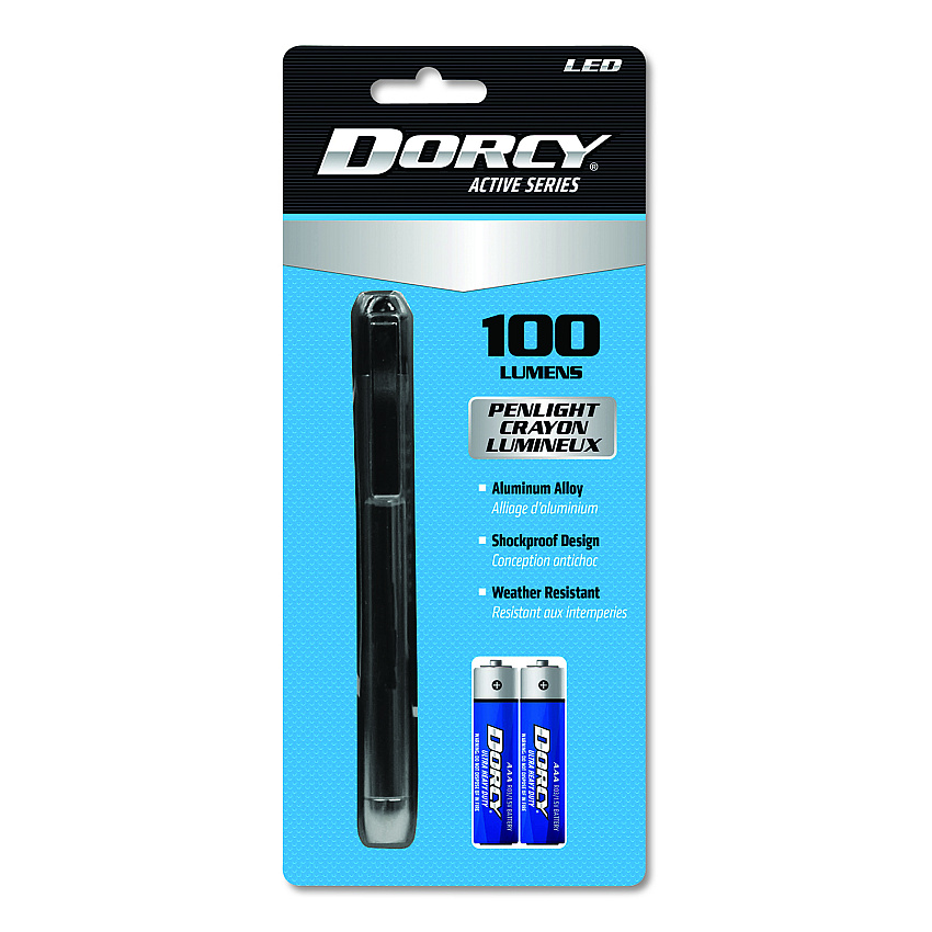 DORCY 100 Lumen LED Penlight, 2 AAA Batteries (Included), Silver (411218)