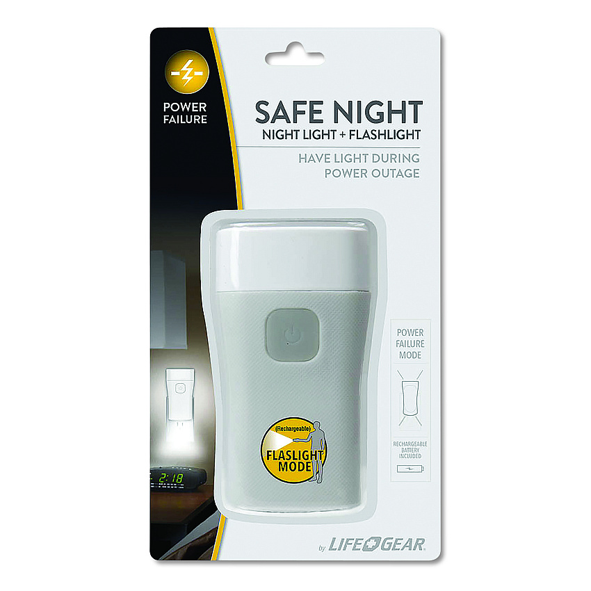 Life+Gear Safe Night Nightlight + Flashlight, 1 Rechargeable Lithium-Ion Battery (Included), Gray (413788)