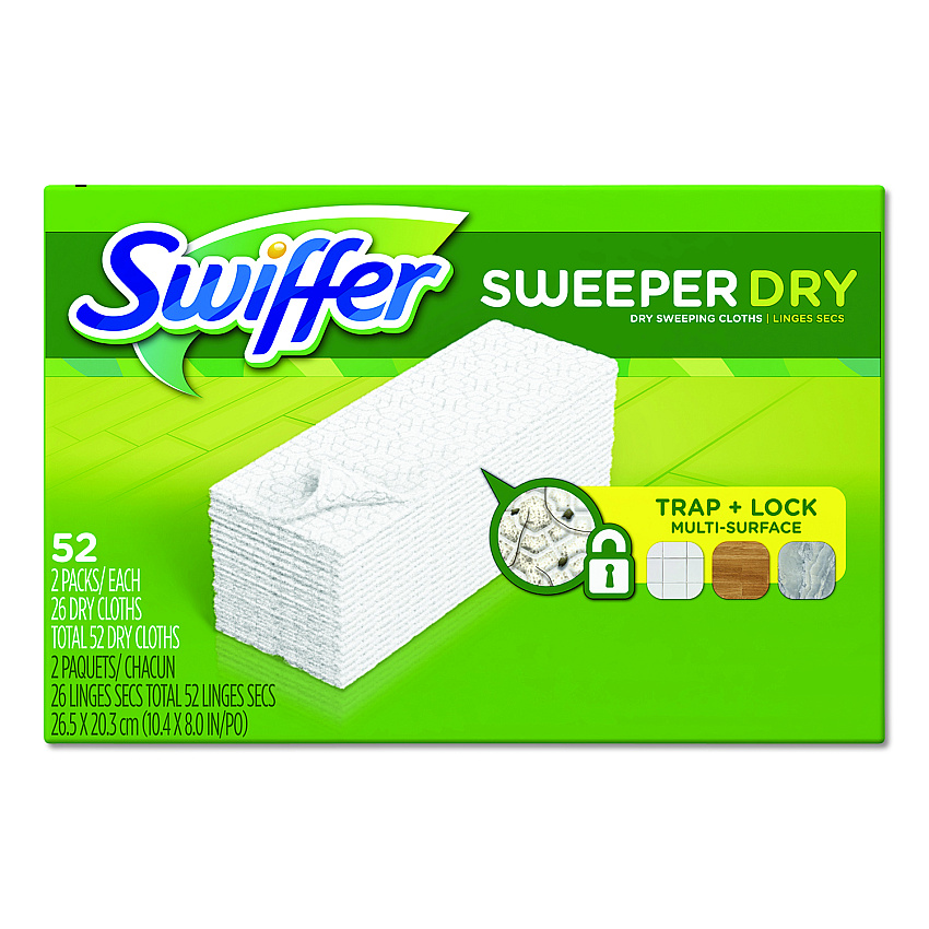 Dry Refill Cloths, White, 10.4" X 8", 52/box, 3 Boxes/carton