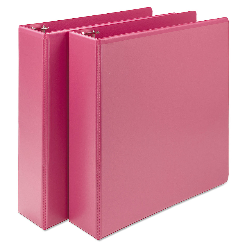 Samsill Earths Choice Plant-Based Durable Fashion View Binder, 3 Rings, 2" Capacity, 11 x 8.5, Berry, 2/Pack (U86676)