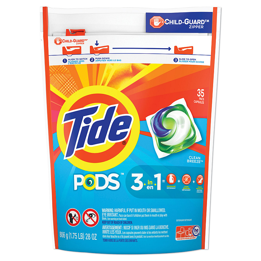 Tide&reg; Pods Laundry Detergent, Clean Breeze, 35 Pods, 4 Packs (93126CT)