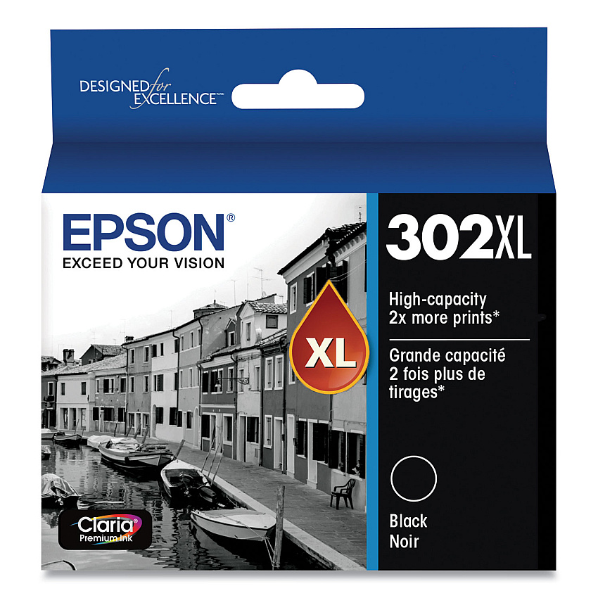 Epson T302XL020-S (T302XL) Claria High-Yield Ink, Black