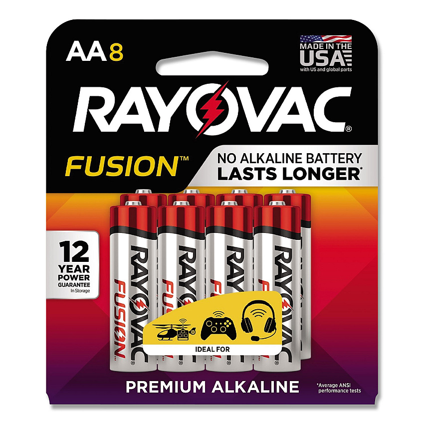 Rayovac Fusion Advanced Alkaline AA Batteries, 8/Pack For Multipurpose - AA - 8 / Pack (8158TFUSK)