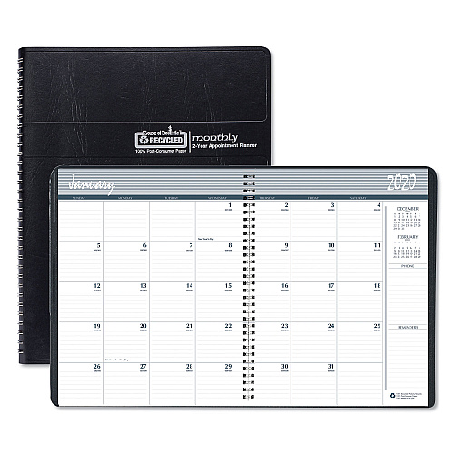 House of Doolittle Recycled Two Year Monthly Planner with Expense Logs, 8.75 x 6.88, Black Cover, 24-Month: Jan 2026 to Dec 2027 (268002)