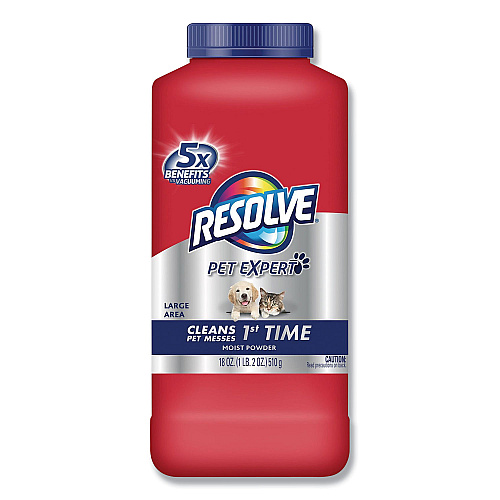 RESOLVE Pet Carpet Cleaner Moist Powder, Fresh, 18oz Canister, 6/Carton (82652)