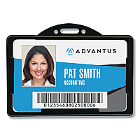 Advantus ID Card Holders, Horizontal, Black 3.68" x 2.38" Holder, 3.38" x 2.13" Insert, 25/Pack (75656)