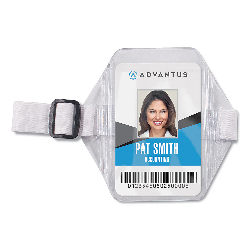 Advantus Arm Band Badge Holders, Vertical, Transparent Frost 5" x 5" Holder, 2.75" x 4" Insert, 12/Pack (75649)