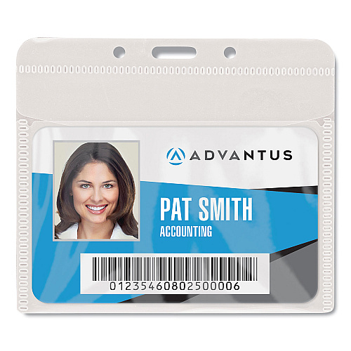Advantus PVC-Free Badge Holders, Horizontal, Clear 4.5" x 4" Holder, 4.13" x 3.25" Insert, 50/Pack (75603)