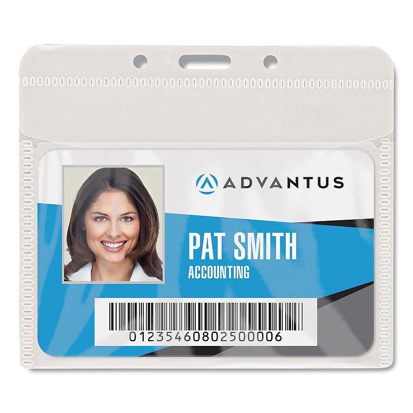 Advantus PVC-Free Badge Holders, Horizontal, Clear 4.5" x 4" Holder, 4.13" x 3.25" Insert, 50/Pack (75603)