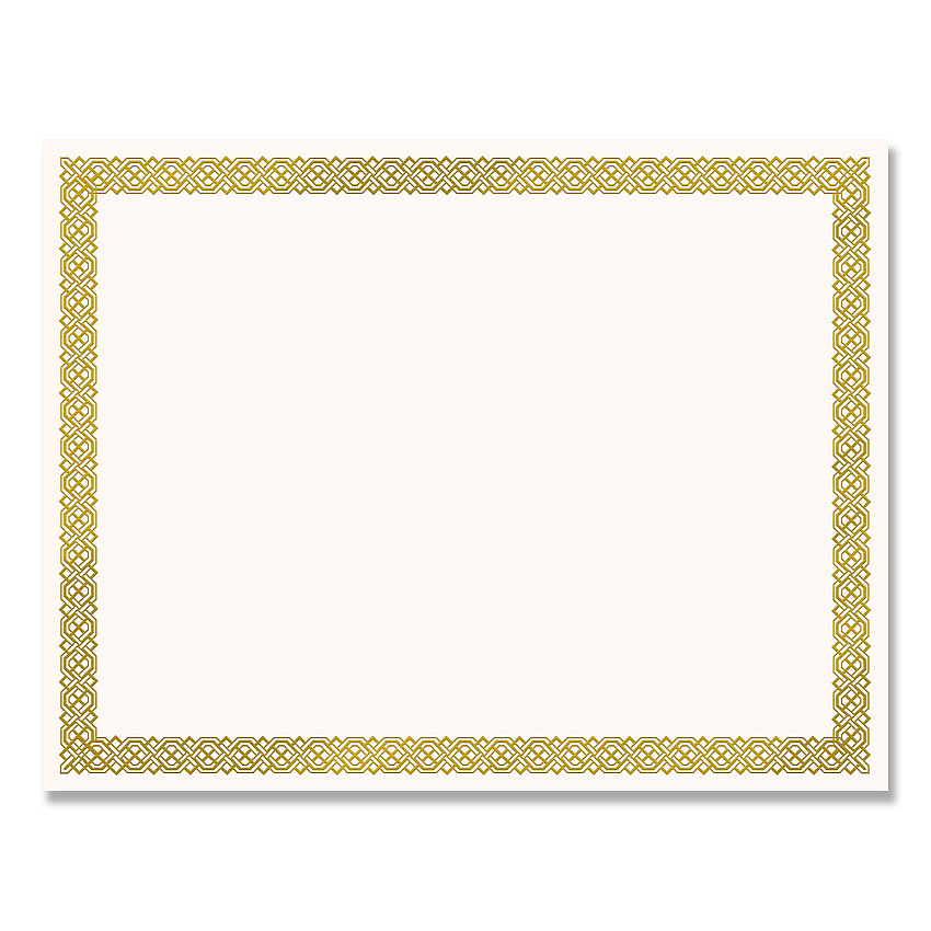 Great Papers! Foil Border Certificates, 8.5 x 11, Ivory/Gold with Braided Gold Border, 12/Pack (936060)