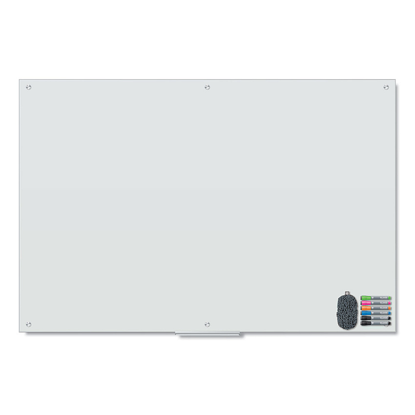 U Brands Magnetic Glass Dry Erase Board Value Pack, 70" x 47", Frosted White (3974U0001)