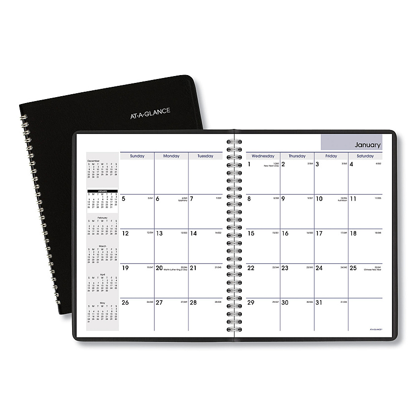 AT-A-GLANCE DayMinder Monthly Planner with Notes Column, Ruled Blocks, 8.75 x 7, Black Cover, 12-Month (Jan to Dec): 2026 (G40000)