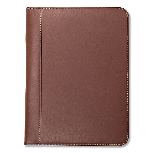 Samsill Contrast Stitch Leather Padfolio, 8 1/2 x 11, Leather, Tan (71716)