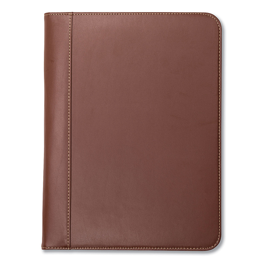 Samsill Contrast Stitch Leather Padfolio, 8 1/2 x 11, Leather, Tan (71716)