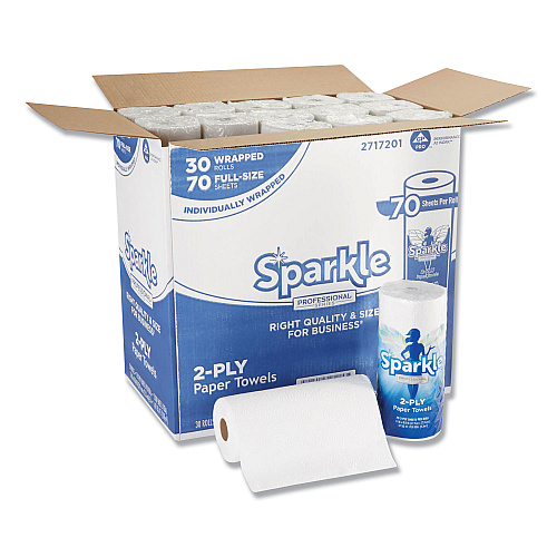Sparkle&reg; Professional Kitchen Paper Towels, 2-Ply, 11 x 8.8, White, 70 Sheet Rolls, 30 Rolls (2717201)