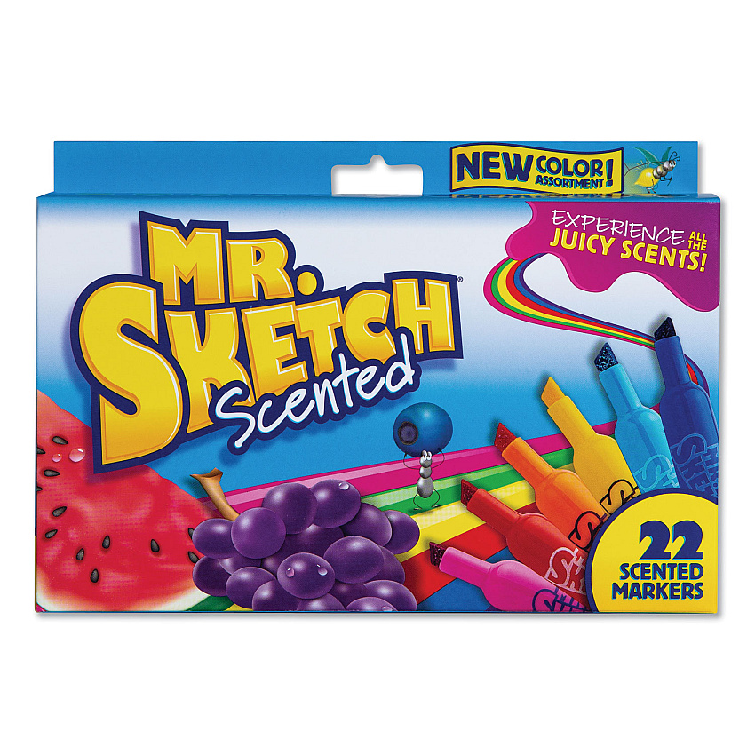 Mr. Sketch Scented Watercolor Marker, Broad Chisel Tip, Assorted Colors, 22/Pack (2054594)