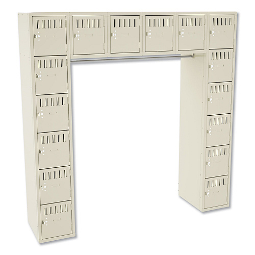 Tennsco Sixteen Box Compartments and Coat Bar, 72w x 18d x 72h, Sand (SRS721872ASD)