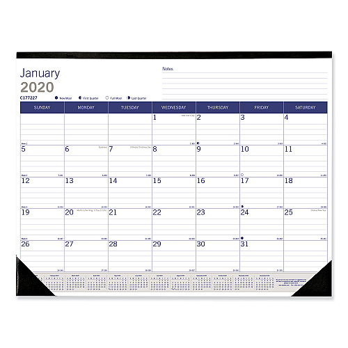 Blueline DuraGlobe Monthly Desk Pad Calendar, 22 x 17, White/Blue/Gray Sheets, Black Binding/Corners, 12-Month (Jan to Dec): 2026 (C177227)