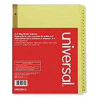 Universal Deluxe Preprinted Plastic Coated Tab Dividers with Black Printing, 25-Tab, A to Z, 11 x 8.5, Buff, 1 Set (UNV20812)