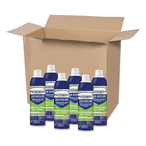 Microban 24-Hour Disinfectant Sanitizing Spray, Citrus, 15 oz Aerosol Spray, 6/Carton (30130)