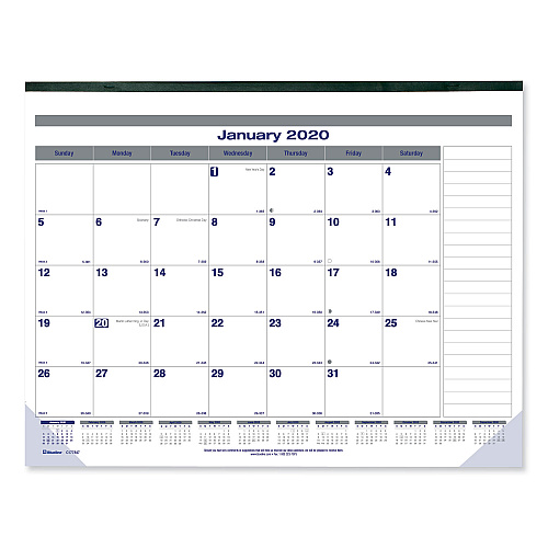 Blueline Net Zero Carbon Monthly Desk Pad Calendar, 22 x 17, White/Gray/Blue Sheets, Black Binding, 12-Month (Jan to Dec): 2026 (C177847)