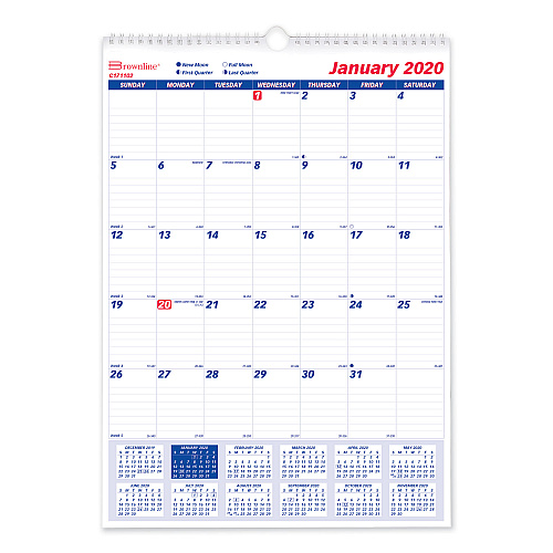 Brownline Twin-Wirebound Wall Calendar, One Month per Page, 12 x 17, White/Blue Sheets, 12-Month (Jan to Dec): 2026 (C171102)