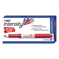 BIC Intensity Low Odor Fine Point Dry Erase Marker, Fine Bullet Tip, Red, Dozen (GDE11RD)
