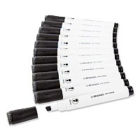 U Brands Chisel Tip Low-Odor Dry-Erase Markers with Erasers, Broad Chisel Tip, Black, Dozen (2925U0112)